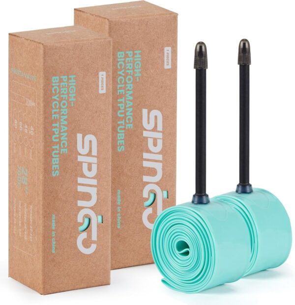 712YHmszmQL._AC_SL1500_ 2-Pack SPINGO TPU Inner Tube 700C x 23C-32C, Ultralight TPU Tubes 700C with 48mm/60mm/80mm Presta Valves for Road Bike TPU Inner Tube Portable Spare Tire for Training and Cycling