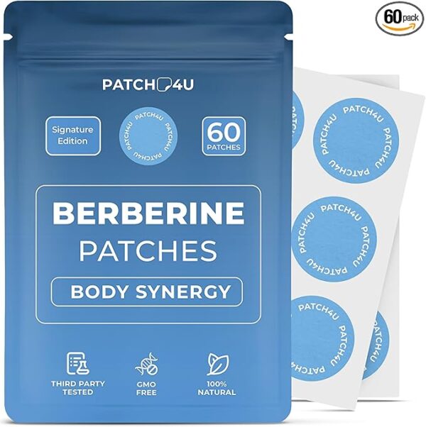 Berberine Patches | Berberine Patch with L-Glutamine, Garcinia Cambogia, Resveratrol for Women & Men | 60 Days Supply