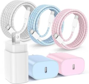 25W USB C Super Fast Charging Charger for Samsung Galaxy Phone, 3Pack Quick Charger Block with Braided Long USB C to C Cables (6/6/10ft) for Samsung Galaxy S25/S24/Plus/Ultra, Android/iPhone 17
