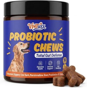 Probiotics for Dogs - Advanced Dog Probiotics with Colostrum, Slippery Elm, Pumpkin & Marshmallow Root - Support Occasional Loose Stool & Gas Relief - Duck Flavor, 90 Chews