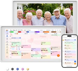 10.1" Digital Calendar with Speech recognition – Interactive Touchscreen Electronic Family Planner for Schedule, Meals, Chores & Photo Display, Wall or Desk Mount (White)