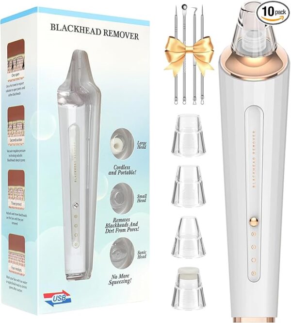Blackhead Remover Vacuum, Black Head Remover for Face, Blackhead Extractor with Suction Power, Suction Probes, pcs Pimple Popper Tool Kit, USB Interface Type Pore Vacuum