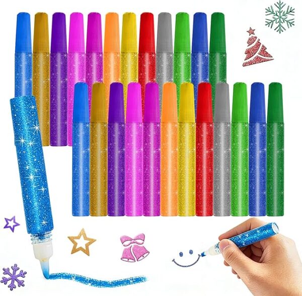 81AkZzK1iNL._AC_SX679_ (1) Glitter Glue 24 Pcs, Glitter Glue Pens Bulk 10 Colors,Rainbow Glue Sticks Washable Glue Sticks for Crafts DIY Arts Slime Scrapbooking Cards Decorating
