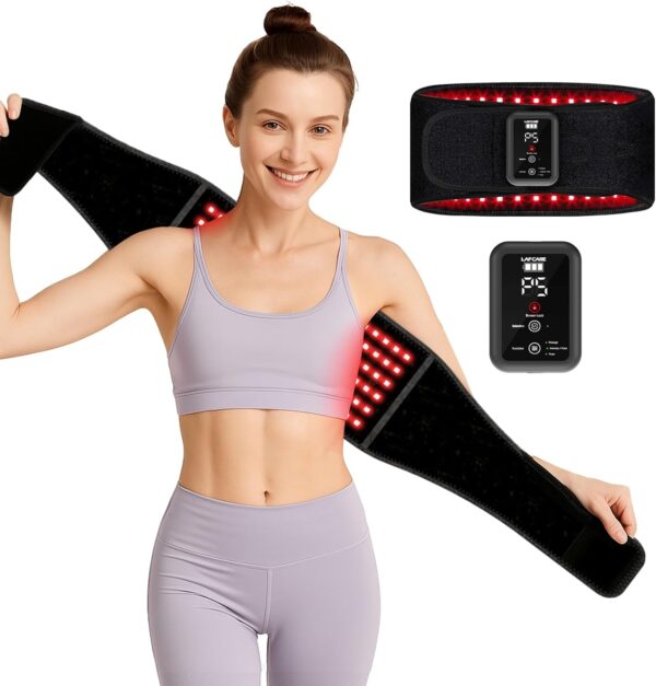Red Light Belt, Rechargeable Red Infrared Light Device with Massage and Timer,