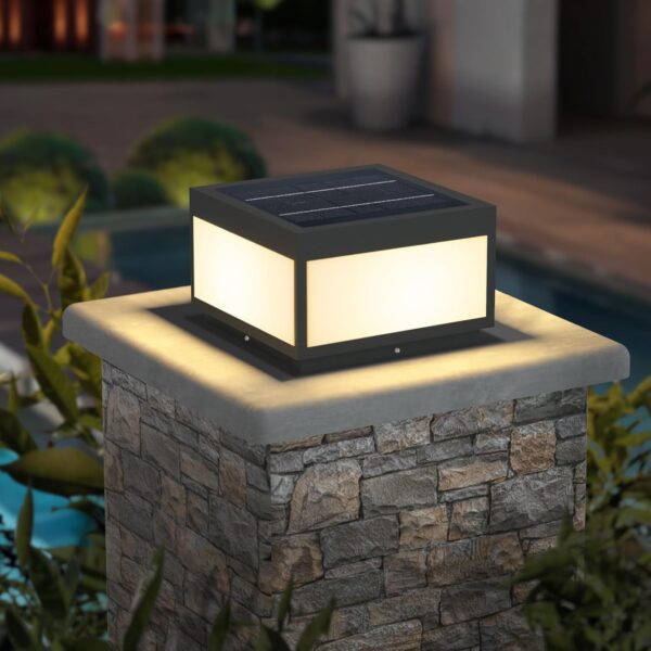 Outdoor Landscape Post Light, Modern 2-in-1 Solar and High
