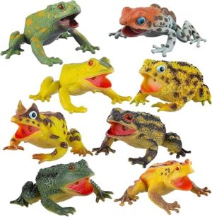 JOKFEICE 8pcs Realistic Soft Frog Toys
