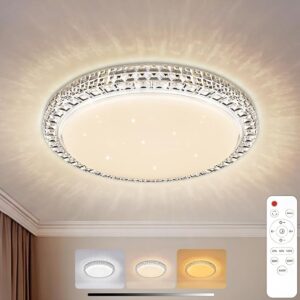 LED Ceiling Light Dimmable - 28 W 2600 lm Ceiling Light with Remote Control - Modern Ceiling Light LED Warm White for Bedroom Living Room Children's Room Kitchen Hallway (28 W - 30 cm) [Energy Class A]