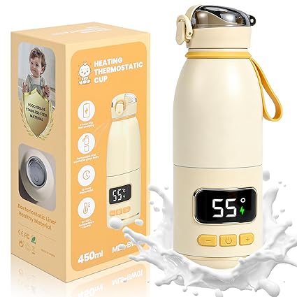 Portable Bottle Warmer for Baby 450 ml, Separate Bottle Warmer for Breast Milk & Water, Easy to Clean, Ideal for Trips, Night, Car & Plane
