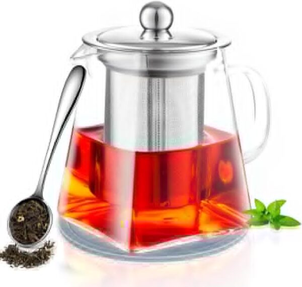 PluieSoleil 350ml/11.83oz Handmade Glass Teapot Set with Infuser, Square