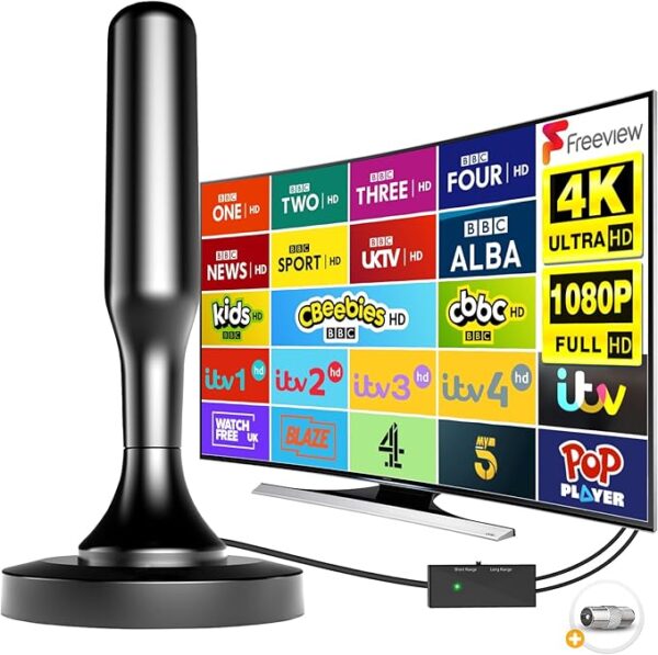 Indoor TV Aerial with Strong Signal Booster