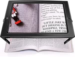 Upgrade Magnifying Glass with Light, 5 x Reading Magnifier with Light for Seniors, Large, Dimmable Magnifying Glasses with 50 LED Light, Larger Lenses, Foldable Stand, Hands-Free for Books,