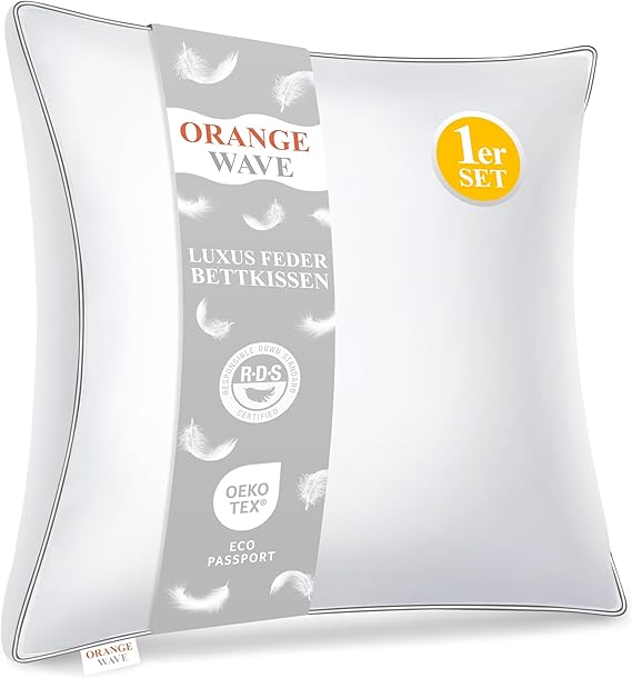 Orange Wave Pillow 80 x 80 cm Feather Pillow -