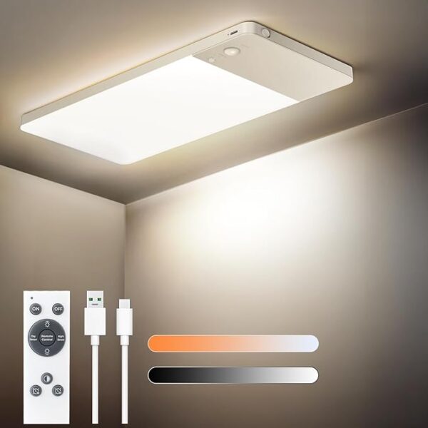 SNADER Rechargeable Motion Sensor Ceiling Light with Remote -12000mAh Battery