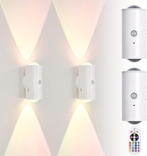 2PCS Intelligentes LED-Nachtlicht mit Bewegungssensor, RGB-Farbverlauf