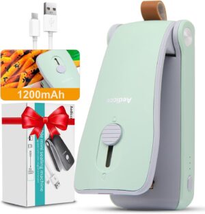 Mini Bag Sealer, USB Rechargeable Chip Bag Sealer Heat Seal, 2 in 1 Bag Sealer Heat Seal with Cutter