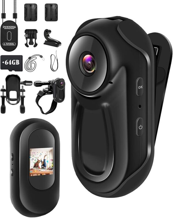 Bodycam Body Camera Mini with 64GB SD Card, 1080P