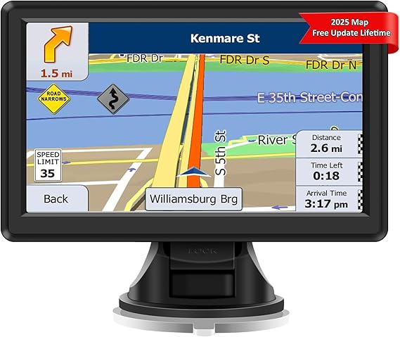 7 Inch Sat Nav for Car/Truck, with 2025 UK Europe Maps