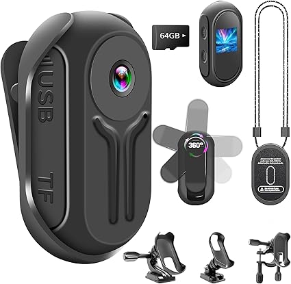 Upgraded 1080P Mini Body Camera with 64GB Card, Sports Action Cameras