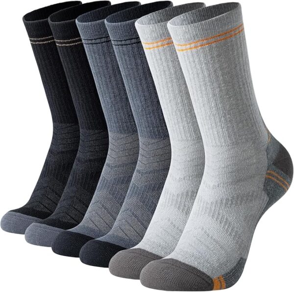 BONANGEL Thin Merino Wool Socks for Men, Mens Winter Thermal Warm Boot Dress Wool Hiking Crew Socks 3 Pairs